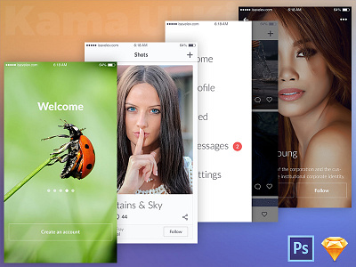 Kama mobile UI kit freebie