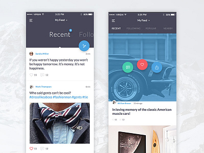 Kauf social app screens buttons ios iphone sketch social template ui kit