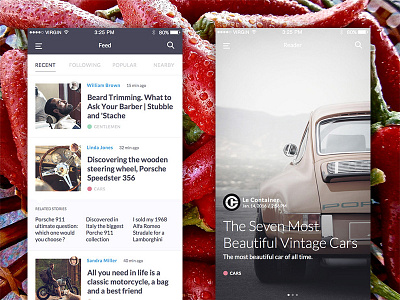 Let's read something app design articles feed ios iphone mobile sketch typography ui kit