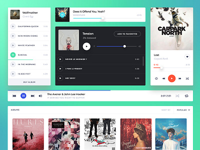 Audio Widgets photoshop player playlist psd template ui kit web design website widgets