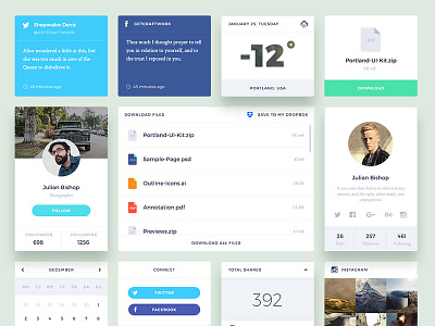 Widgets facebook photoshop psd social template twitter ui kit web design website widgets