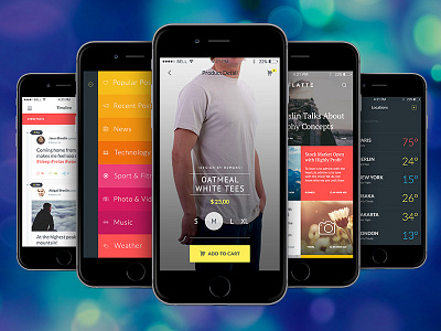 Flatte android ecommerce ios iphone menu mobile news photoshop psd social template ui kit
