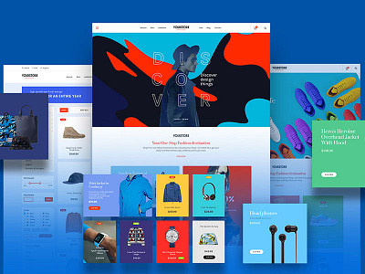 Ecommerce ecommerce hero photoshop psd template web design website widgets