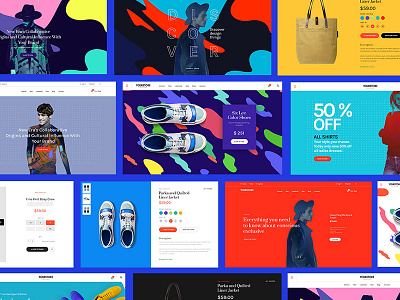 Colorful cover ecommerce hero photoshop psd template web design website