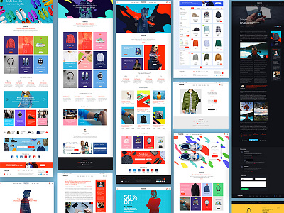 Multicolored layouts ecommerce grid layout photoshop psd template web design website