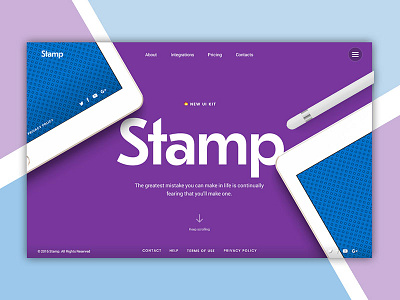 Stamp Card header hero photoshop psd sketch template web design website