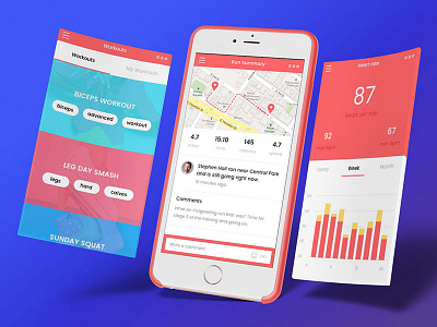 Red app design ios iphone mobile sketch template ui kit