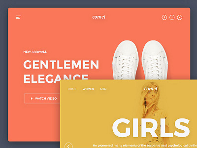 Comet ecommerce header hero photoshop psd shop template web design website