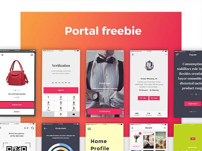 Portal Freebie app design free freebie ios mobile photoshop psd sketch template ui kit
