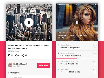 Video players ios iphone mobile app photoshop sketch template ui kit user interface video