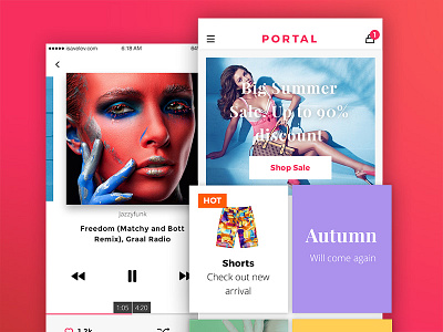 Audio player & ecommerce audio player ecommerce photoshop psd shop sketch template ui kit