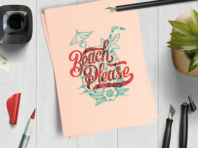 Piña colada, please! graphic design mockup print scene generator typography