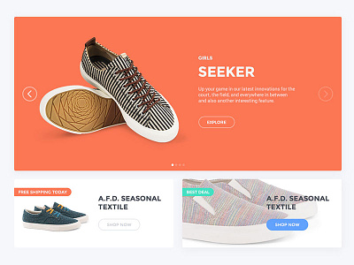 Sneakers ecommerce header photoshop psd shop template ui kit web design website