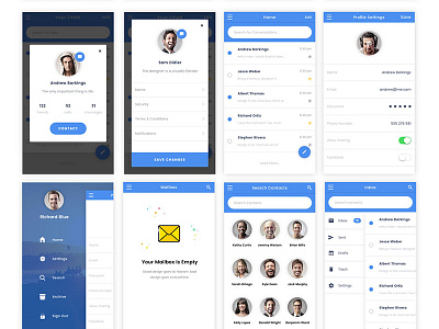 Celestial Messenger App UI Kit chat menu messenger mobile profile sketch templates ui kit