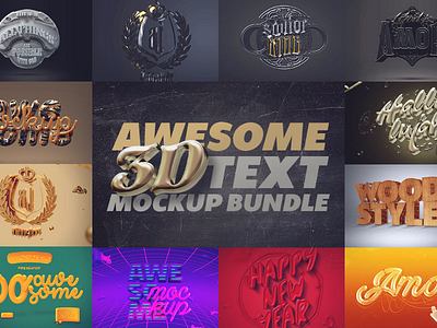 3D Text Mockup Bundle animation creative design designer graphic design mockup ui