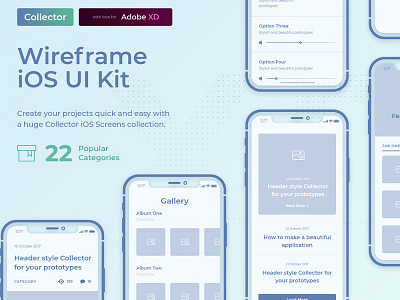 Collector iOS Wireframe UI Kit by Visual Hierarchy on Dribbble