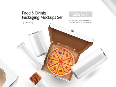 Food & Drinks Packaging Mockup Set bundle design illustration mockup scene