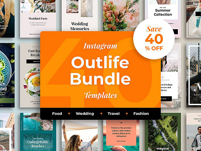 Outlife Huge Instagram Bundle bundle design fashion food illustration instagram social social media template travel wedding