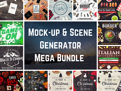 Mockup And Scene Generator Mega Bundle branding bundle design graphic illustration mock up mockup photoshop psd scene scene generator ui