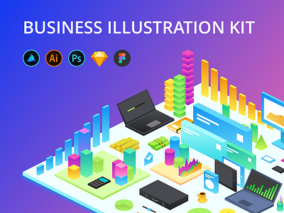 Business Illustration Kit business illustration photoshop sketch