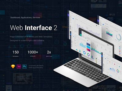 Web Interface 2 150 Templates 1000 UI Blocks photoshop sketch symbols template ui user interface web