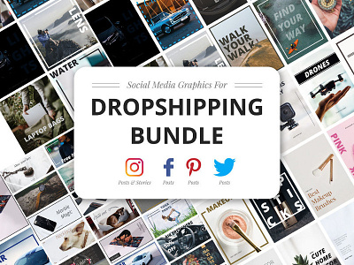 Dropshipping Graphics Bundle bundle design facebook graphics illustration instagram pinterest post social social media template twitter