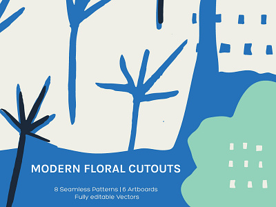Modern Floral Cutouts – Art Boards + Seamless Patterns artboard cutout floral modern pattern seamless texture