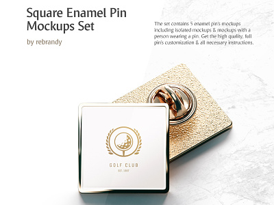 Square Enamel Pin Mockups Set enamel enamel pin lapel pin mockup photoshop psd