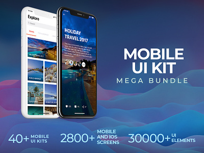 Mobile UI Kit Mega Bundle – 40+ UI Kits | 2,800+ Screens