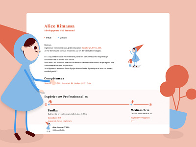 Gnome Resume blue and red clean clean resume cute illustration cv design cv template figma figmadesign flat gnome illustration responsive design resume ui ux