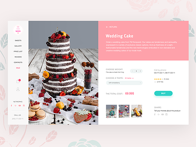Cakes and sweets - I like it cake card clean desserts minimal site ui ux website