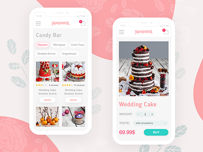 Sweets shop - Nonpareil cake card clean desserts minimal site ui ux website