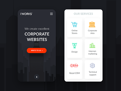 Services page - corporate websites - responsive version