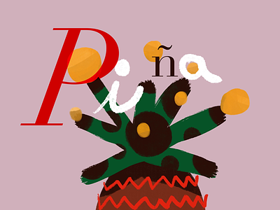 P de piña draw illustration illustrator pineapple piña type