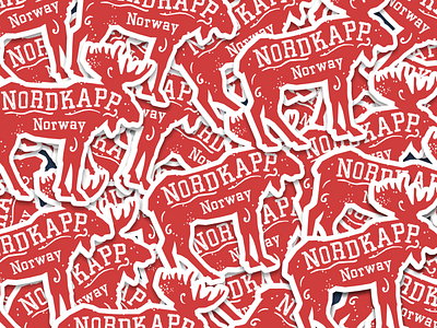 Nordkapp Stickers elk illustration logo moose nordkapp norh cape norway planet earth sticker sticker design stickers travel vector world