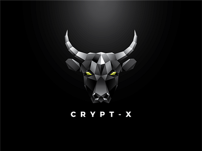 Crypt - X black black bull blockchain branding bull logo company logo crypto logo design geometric geometric logo graphic design illustration logo low poly low poly logo low polygonal modern logo phencils polygonal logo vector