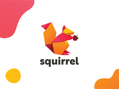 Squirrel - Origami Logo abstract logo branding colorful logo colors company logo design fun logo geometric geometric logo graphic design illustration kids logo logo modern logo origami origami logo paper logo phencils pink squirrel