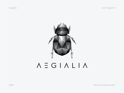 Aegialia - Polygonal Logo 3d abstract beetle logo black brand branding bug logo company logo design geometric geometric logo graphic design logo low poly logo minimal minimalist logo modern phencils polygonal vector