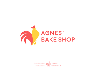 Agnes Bake Shop bakery logo brand branding chicken chicken logo company logo creative design flat logo geometric graphic design logo minimal minimalist modern logo phencils red rooster unique vector