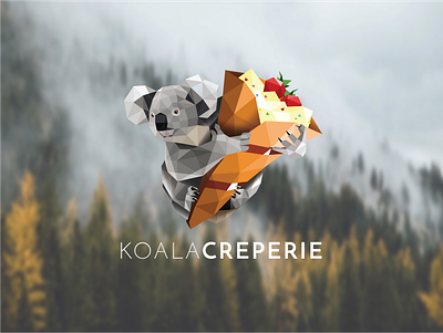 KOALA CREPERIE 3d adobe animation branding company logo creative crepe design geometric graphic design illustration illustrator koala logo motion graphics phencils photoshop polygonal logo ui vector