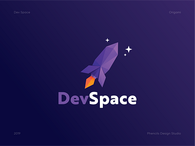 Dev Space - Origami Logo 3d adobe animation branding company logo design geometric graphic design illustration illustrator logo motion graphics phencils photoshop rocket rockets space spaceship ui vector