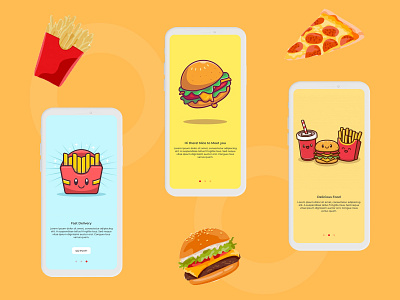 On Boarding Screens for food app abode app design branding burger color colorful figma food food delivery app foodapp mobile moblieapp new photoshop ui uiux ux