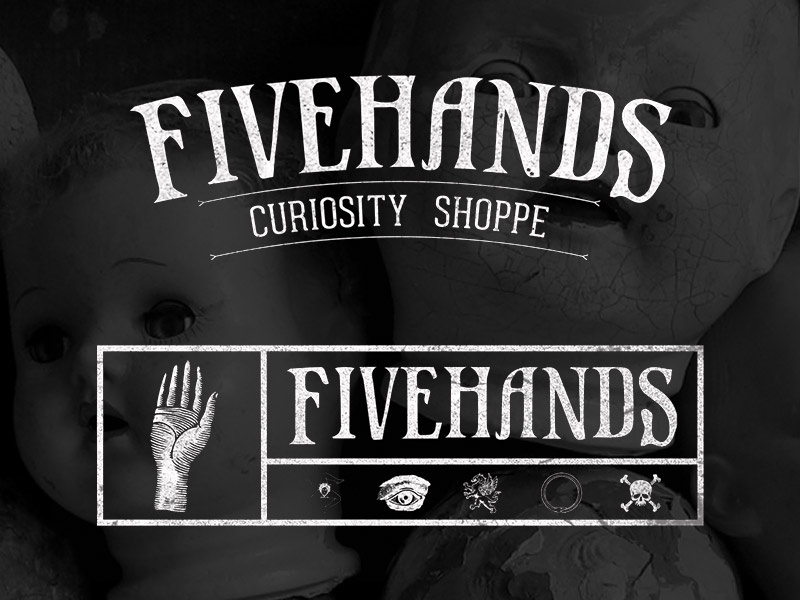 Fivehands Curiosity Shoppe Logos store retail logo creepy logos brand branding