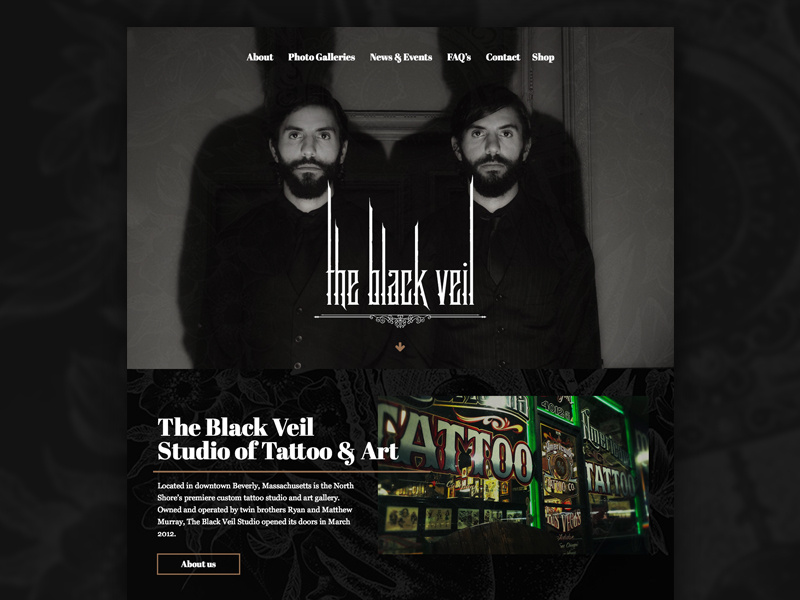 Black Veil Studio Redesign creepy website layout homepage dark tattoo