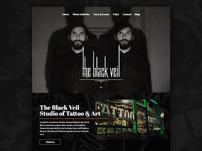 Black Veil Studio Redesign creepy dark homepage layout tattoo website