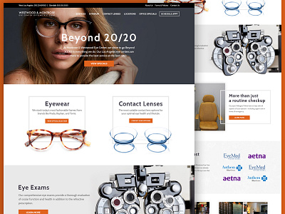 W&M Eye Care Homepage eye care glasses homepage layout optical optometry web website