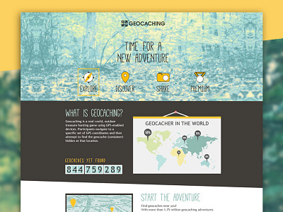 Geocaching - Landing page adventure explore game geocaching landing page share time web