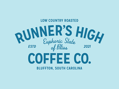 RHCCo. blue brand development coffee coffee company identity lockup low country roasted run runner running script south south carolina