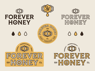 Forever Honey brand development branding drip florida forever hexagon honey identity infinity jewelry lockup logo monogram ohio shapes vector