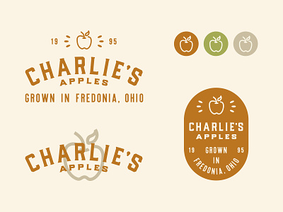 Charlie's Apples apple orchard apples badge branding farm farmer grown identity logo ohio orchard vector